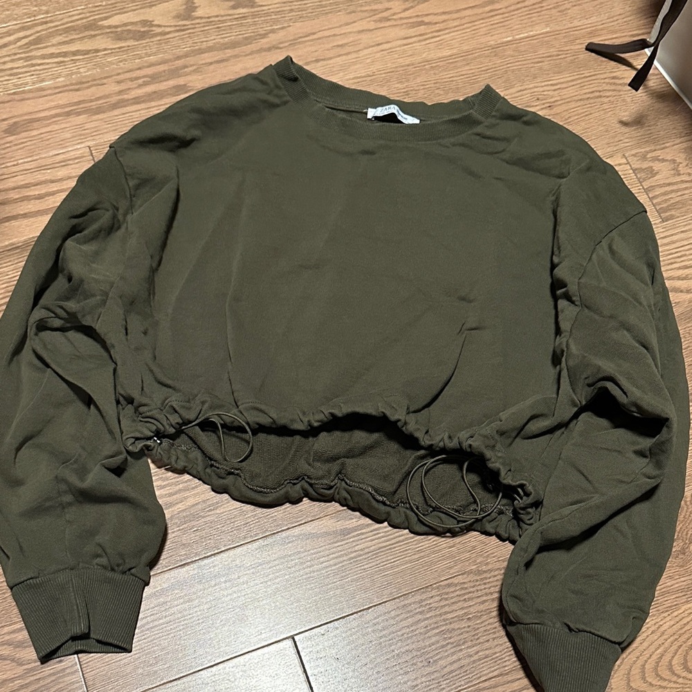 Zara Olive Green Women's Cropped Top